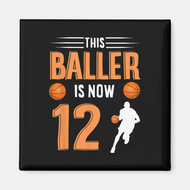 Imã Basquete de Aniversário de 12 - Este Chamador Tem  (Frente)