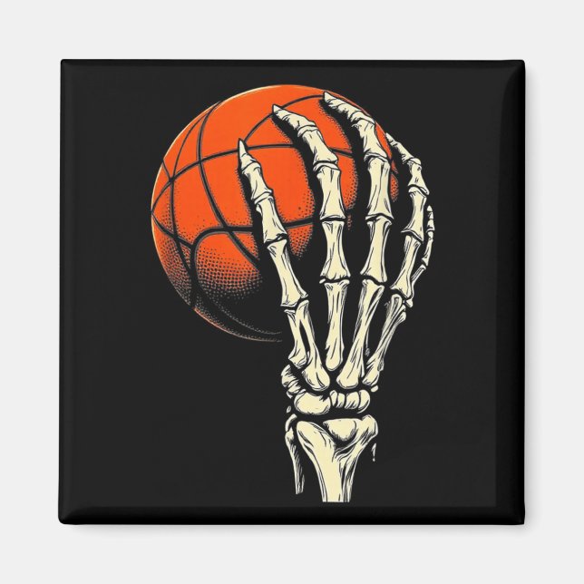 Imã Basquete de Halloween Esqueleto Crânio Jogador Hom (Frente)