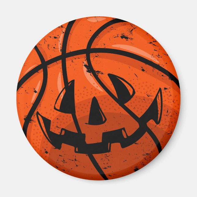 Imã Basquete Jack O Lanterna Grunge Halloween Pumpkin (Frente)