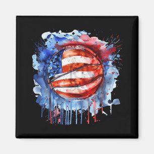 Imã Basquetebol América Watercolor Basball Hoop EUA