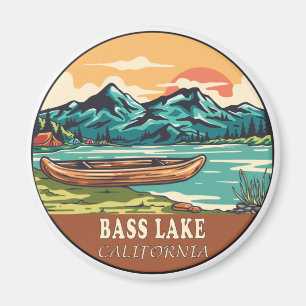 Imã Bass Lake California Barco Pesca Emblem T-Shir