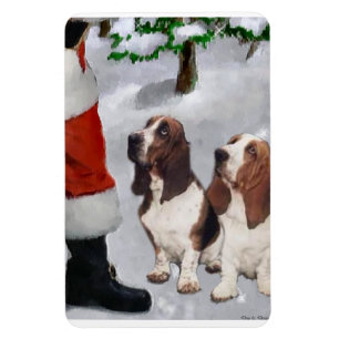 Ímã Basset Hound com Natal de Papais noeis