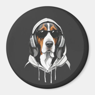 Imã Basset Hound Vestindo Hoodie Engraçada Arte Animal