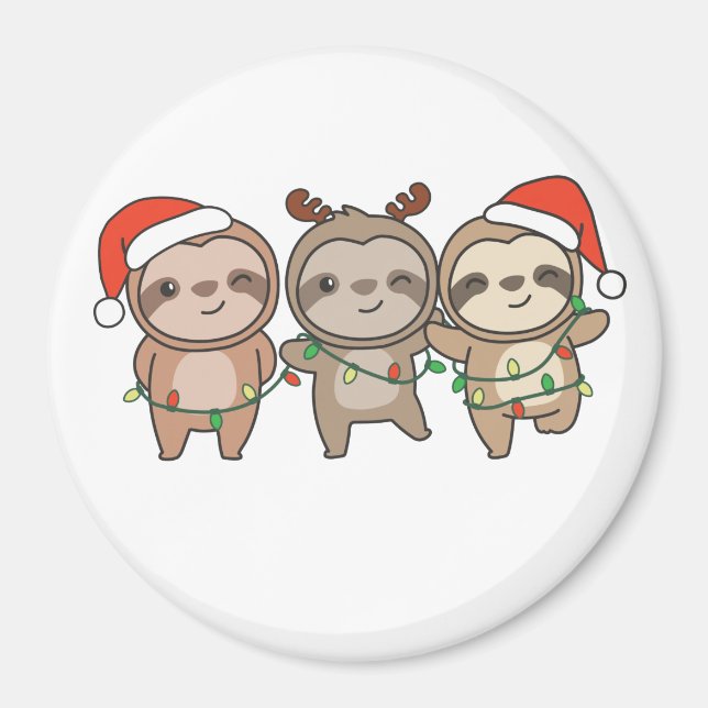 Imã Bastante Natal Animais de Natal Bonitos Sloth Magn (Frente)