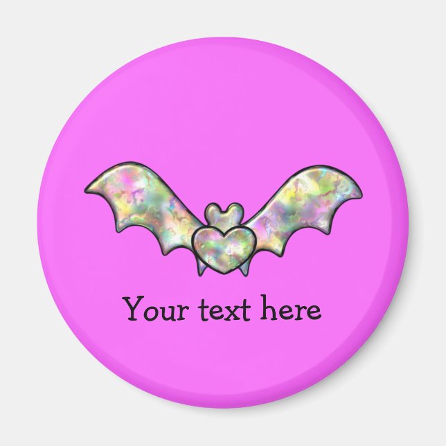 Imã Bat E Coração Rosa Do Halloween (Frente)
