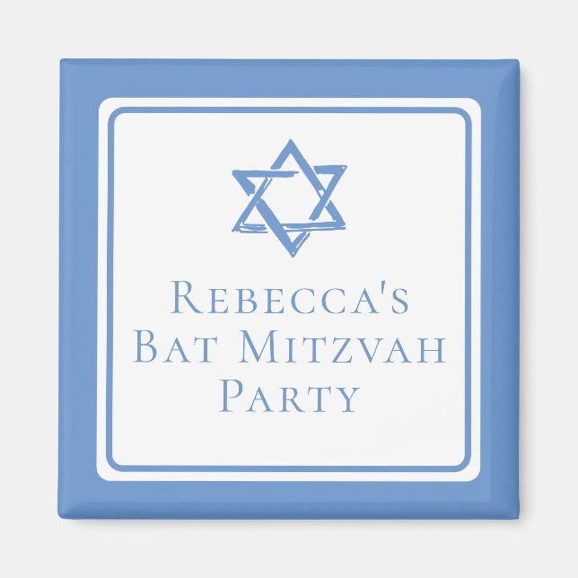 Imã Bat Mitzvah Party Light Blue Star de David (Frente)