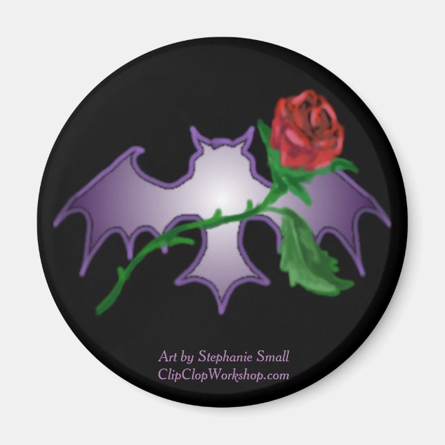 Imã Bat roxo com Rosa (Frente)