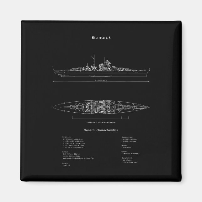 Imã Batalhas Ww2 do Modelo de Navio Bismarck Alemão da (Frente)