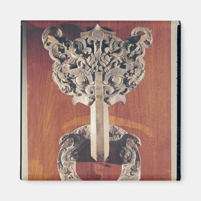 Imã Batedor de porta P'u shou com design taotie (Frente)