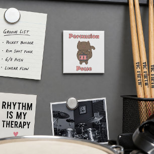 Imã Bateria de Gatinho Fofo Cartunista de Percussão Mú