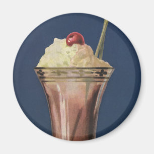 Imã Batido de Sorvete Antigo, Creme Chantilly e Cereja
