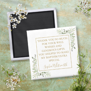 Imã Batismo Christening Greenery Obrigado