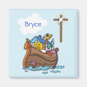 Imã Batismo de Bebê de Arca de Noah Personalizável,
