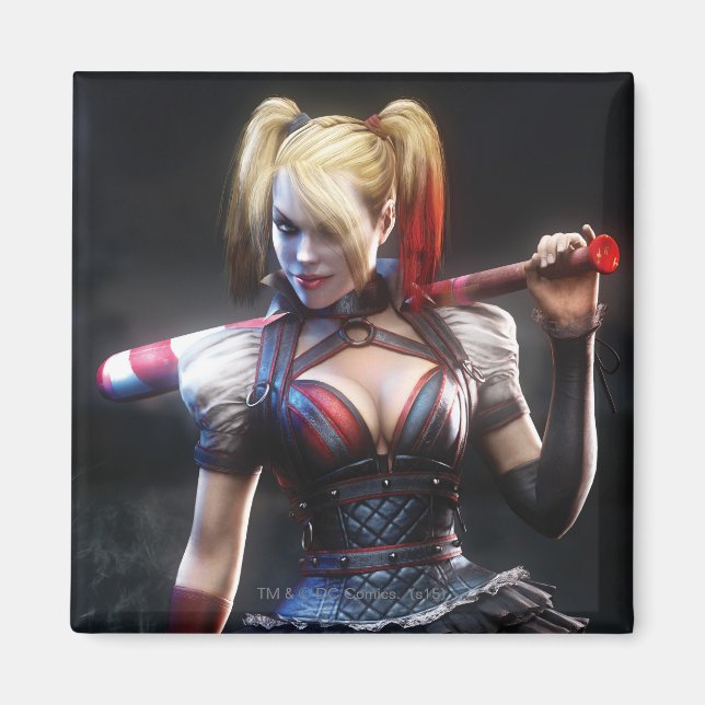 Imã Batman Arkham Knight | Harley Quinn com Bat (Frente)