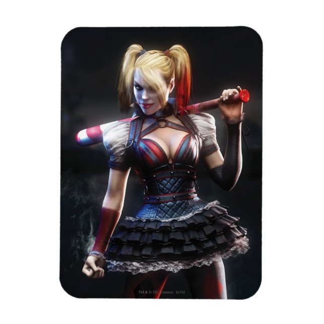 Ímã Batman Arkham Knight | Harley Quinn com Bat (Vertical)