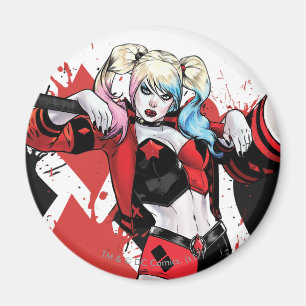 Imã Batman   Harley Quinn Hearts & Diamantes Splatter
