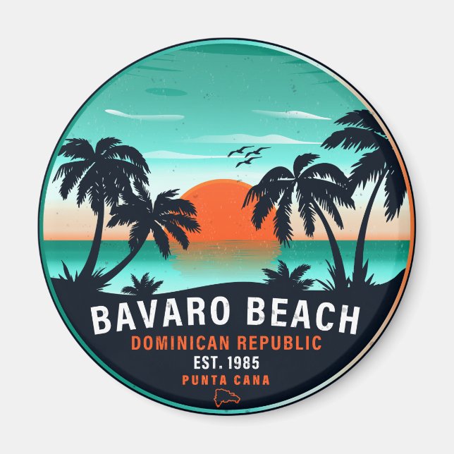 Imã Bavaro Beach Dominicana Retro Sunset Souvenir 60 a (Frente)