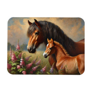 Ímã Bay Mare com uma pintura de flores selvagens de Fo