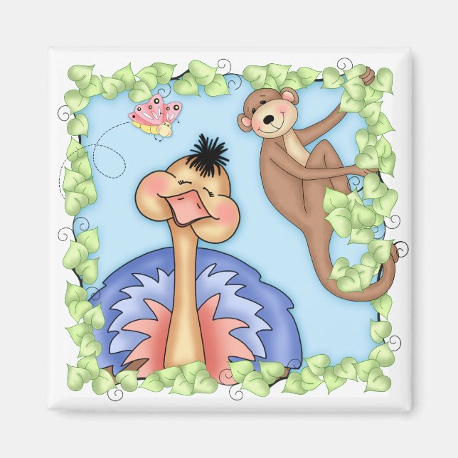 Imã BaZoPeople Ollie, o Magnet de Ostrich (Frente)