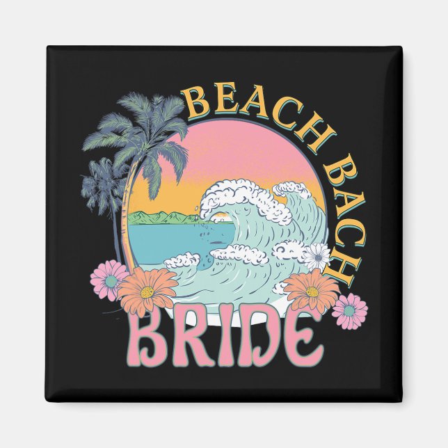 Imã Beach Bach Bride Bridesmaid Retro Summer Bachelore (Frente)