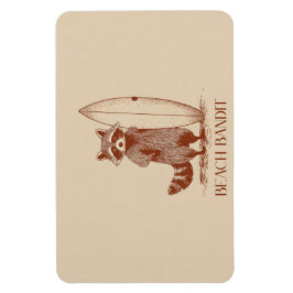 Ímã Beach Bandit Raccoon Surfer – Funny Vintage