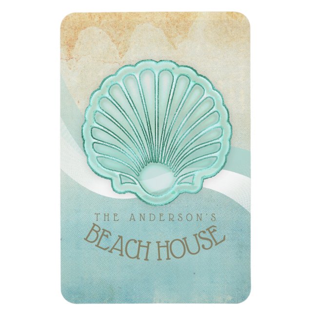Ímã Beach House Clam Shell Aqua Blue ID623 (Vertical)