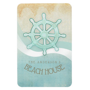 Ímã Beach House Náutica Boat Helm Aqua Blue ID623