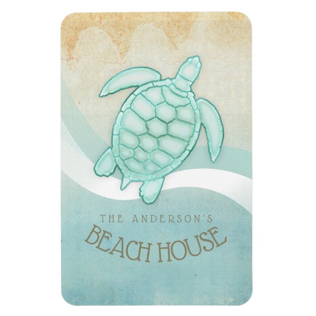 Ímã Beach House NMaritime Turtle Aqua Blue ID623 (Vertical)