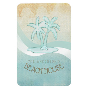 Ímã Beach House Palm Trees Aqua ID623