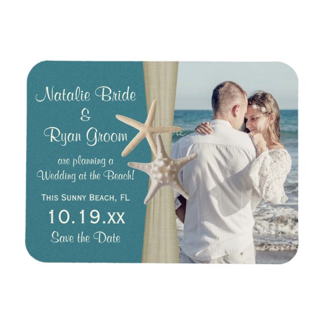 Ímã Beach Salve a foto da data (Horizontal)