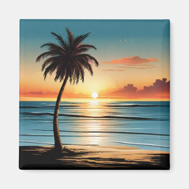 Imã Beach Scene Refrigerator Magnet - Coastal Charm De (Frente)