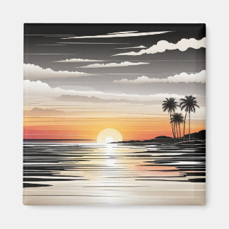 Imã Beach Scene Refrigerator Magnet - Coastal Charm De