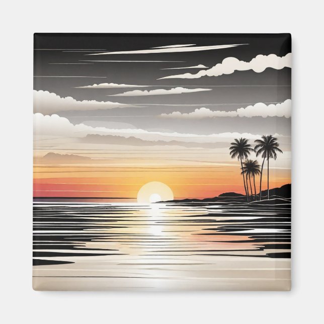 Imã Beach Scene Refrigerator Magnet - Coastal Charm De (Frente)