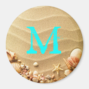 Imã Beach Seashells Hawaii Monograma Magnet inicial