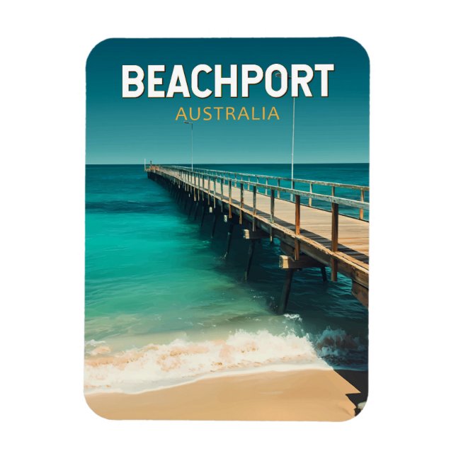 Ímã Beachport Austrália Viagem Art Vintage (Vertical)
