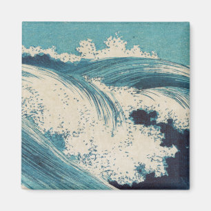 Imã Beachy Waves Japonês Art Wood Impressão
