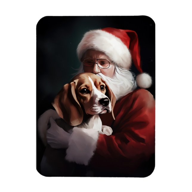 Ímã Beagle com Papai Noel Natal Festivo (Vertical)