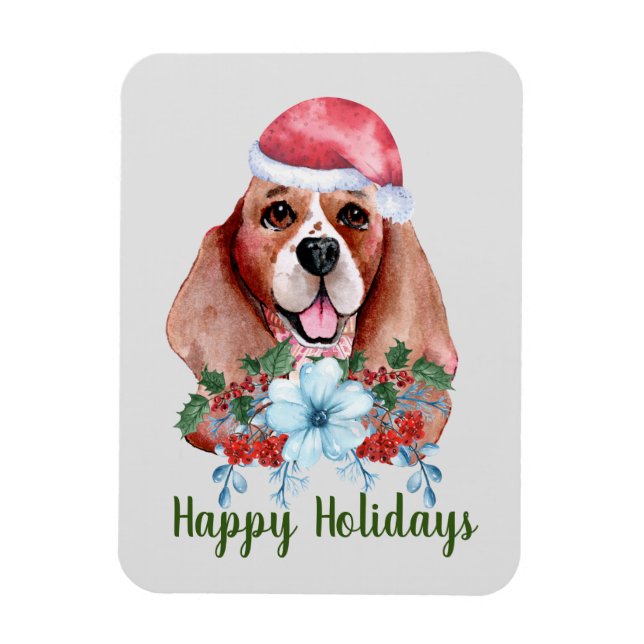 Ímã Beagle de Natal Férias Personalizáveis (Vertical)