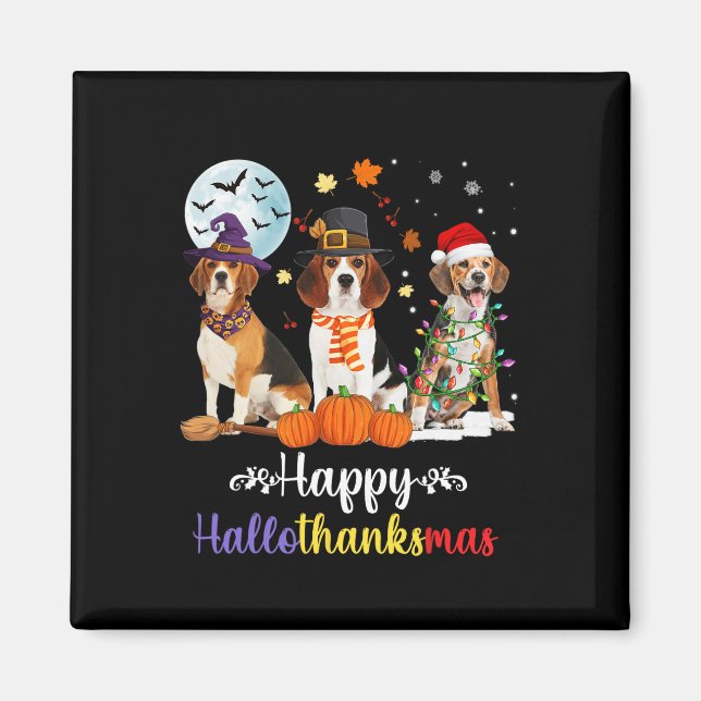 Imã Beagle Dog Halloween Feliz Natal Halloth (Frente)
