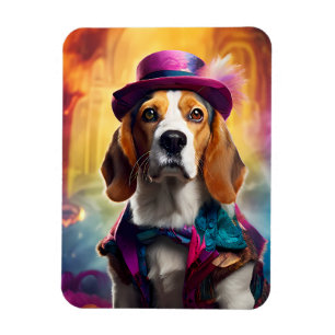 Ímã Beagle em fantasia vibrante
