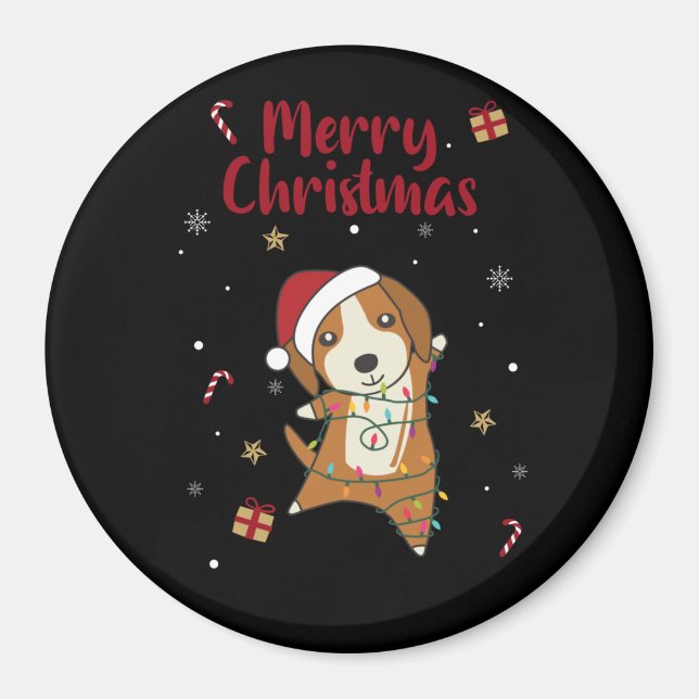 Imã Beagle Felry Natal Animais de inverno Cão (Frente)