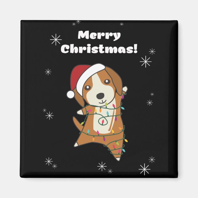 Imã Beagle Felry Natal Animais de inverno Cão (Frente)
