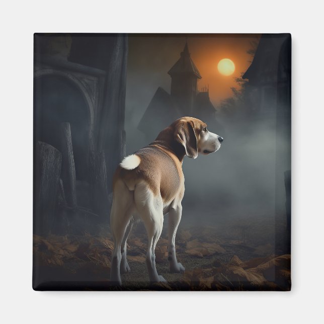 Imã Beagle Halloween Assustador (Frente)