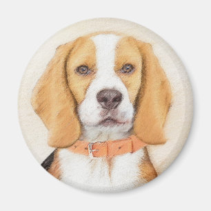 Imã Beagle Hound Dog Painting Original Animal Art