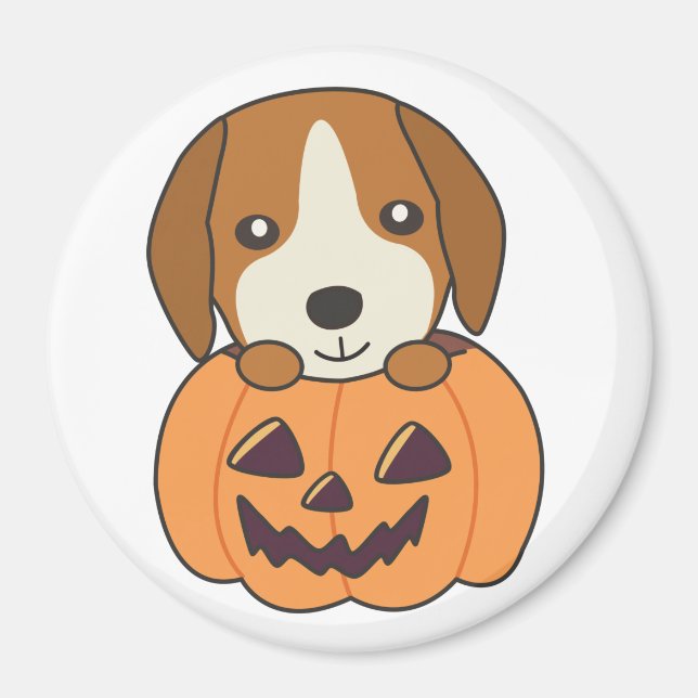 Imã Beagle In Pumpkin Sweet Dogs Happy Halloween Magne (Frente)