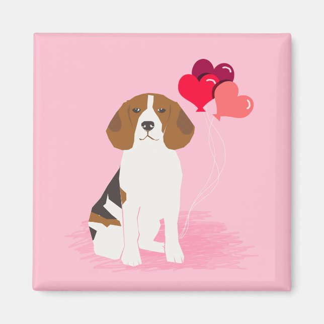 Imã Beagle Love Balloons Magnet (Frente)
