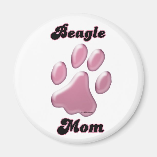 Imã Beagle Mãe Pawprint Rosa - Magnet (Frente)