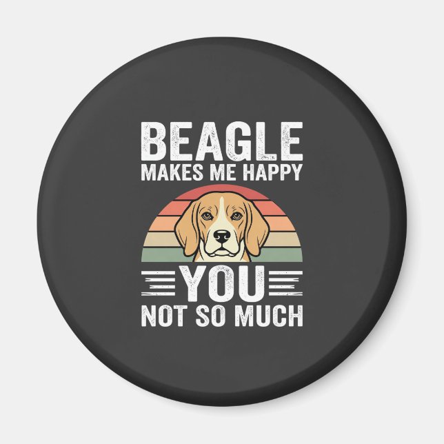 Imã Beagle Me Faz Feliz Amante de Cachorro (Frente)