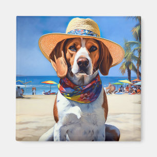 Imã Beagle on Beach, presente de verão para amantes de