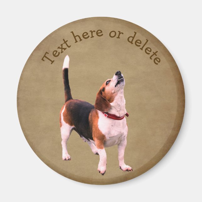 Imã Beagle Personalizado Uivando Fofo (Frente)